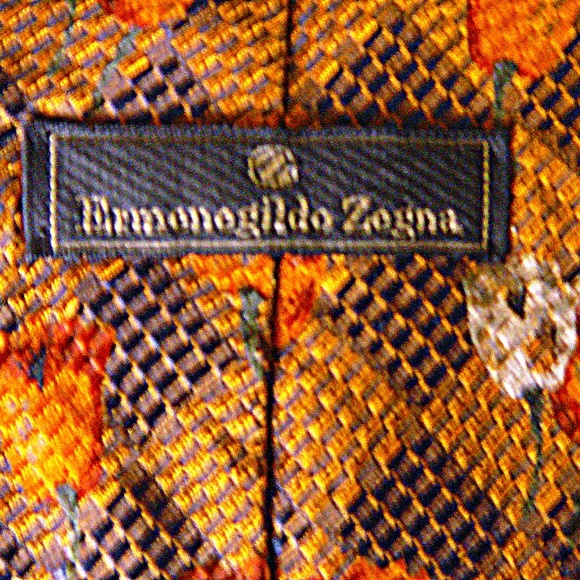 ERMENEGILDO ZEGNA Neck Tie Bronze Floral Geometric - Picture 5 of 8